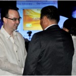 A commendation for responsible mining. Guest of honor Senator Alan Peter Cayetano is congratulated by TVIRD President Atty. Eugene T. Mateo, following the Senator’s keynote message urging local mining to address the industry’s challenges.  The legislator also earlier commended industry players for their staunch fortitude in the face of adverse criticism.