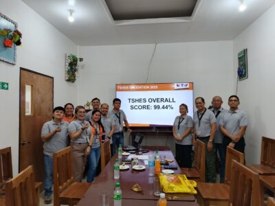A moment of celebration. TVIRD’s Balabag Gold-Silver Project proudly achieved another historical high overall TSHES score of 99.44%,  marking the company’s dedication in maintaining the Gold Standard in tenement compliance, safety and health, while taking diligent care of the environment and local communities.