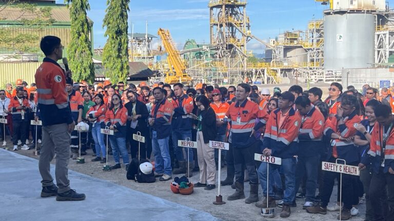 In Photo: Engineer Arnel Ledesma of the Greenstone Safety and Health Department reminds personnel to always prioritize safety in every aspect of work during its Monday flag raising ceremony.