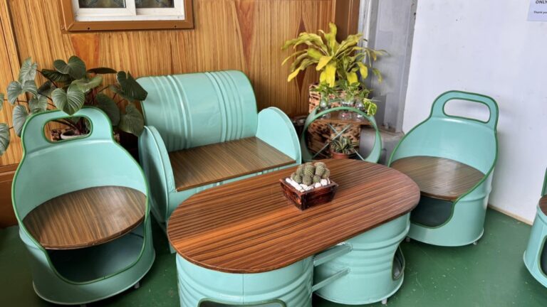 Greenstone’s Plant Maintenance Group fashioned an outdoor living area with upcycled barrel drums as furniture – suitable for contemplative work.