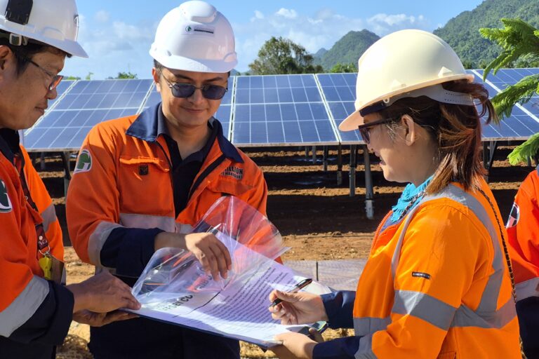 Sustainability Commitment. Engrs. Hernandez and Masana turned-over the Carbon Reduction Certificate to Director Jesalyn Guingguing who signed the document and recognized to the solar farm’s capability for carbon sequestration.