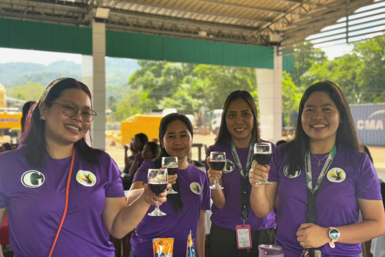 Ladies share a toast in honoring their fellow “babaylans” during the Women’s Month celebrations at TVIRD’s Siana Gold Project.