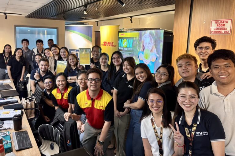 DHL Philippines representatives are warmly welcomed by TVIRD employees at the company’s Makati headquarters during the awarding ceremony.