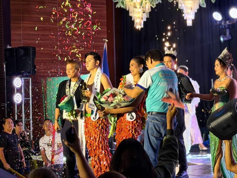 Greenstone’s ambassadors for the environment. Kenneth and Mechei receive their awards from Caraga Chamber of Mines President Engr. Francisco Arañez, who is also the Resident Manager of Hinatuan Mining Corporation.