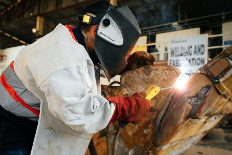 Soft hands, hard to replicate results. Roselyn Cedula, a female welder in Greenstone's Fleet Management Department, is recognized for her precise, steady technique. The consistency and quality of her weld output reflect a level of craftsmanship that is difficult to match.