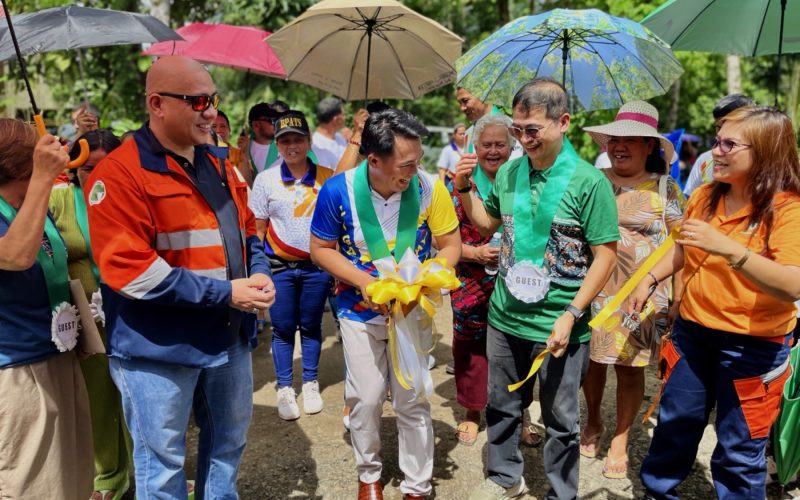 Representatives from Greenstone, MGB, and Barangay Siana, including Chairman Kevin Combate (center), join the ceremonial ribbon-cutting, marking the successful turnover of Villa Resilient as an additional Purok in Barangay Siana.