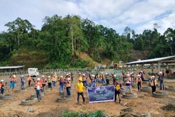Action for the environment. A wide view of TVIRD's Arbor Day tree-planting site shows employees and partners actively participating in the activity.